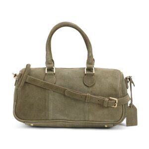 MADE IN INDIA Suede East West Satchel Barrel